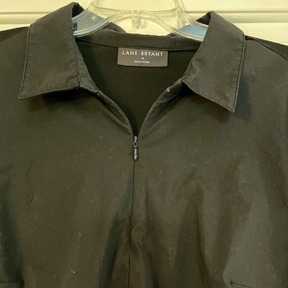 Lane Bryant Full Zip Collared Black Blouse 18 - Picture 2 of 10
